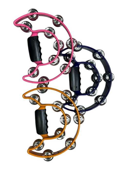 Double-Row Half-Moon Tambourine – Professional Handheld Percussion Instrument with Ergonomic Grip