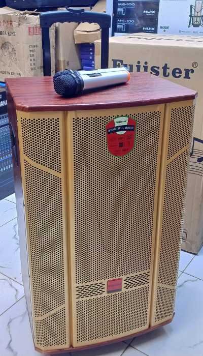 Fujister F-605 Portable PA Speaker: 15-Inch Rechargeable Sound System with Dual Wireless Mics